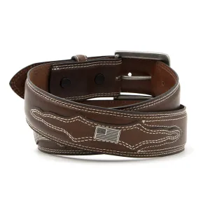 1 1/2" Double Contrast Stitch with American Flag Overlays Belt