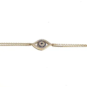 10K Yellow Gold Evil Eye Cubic Zirconia Bracelet