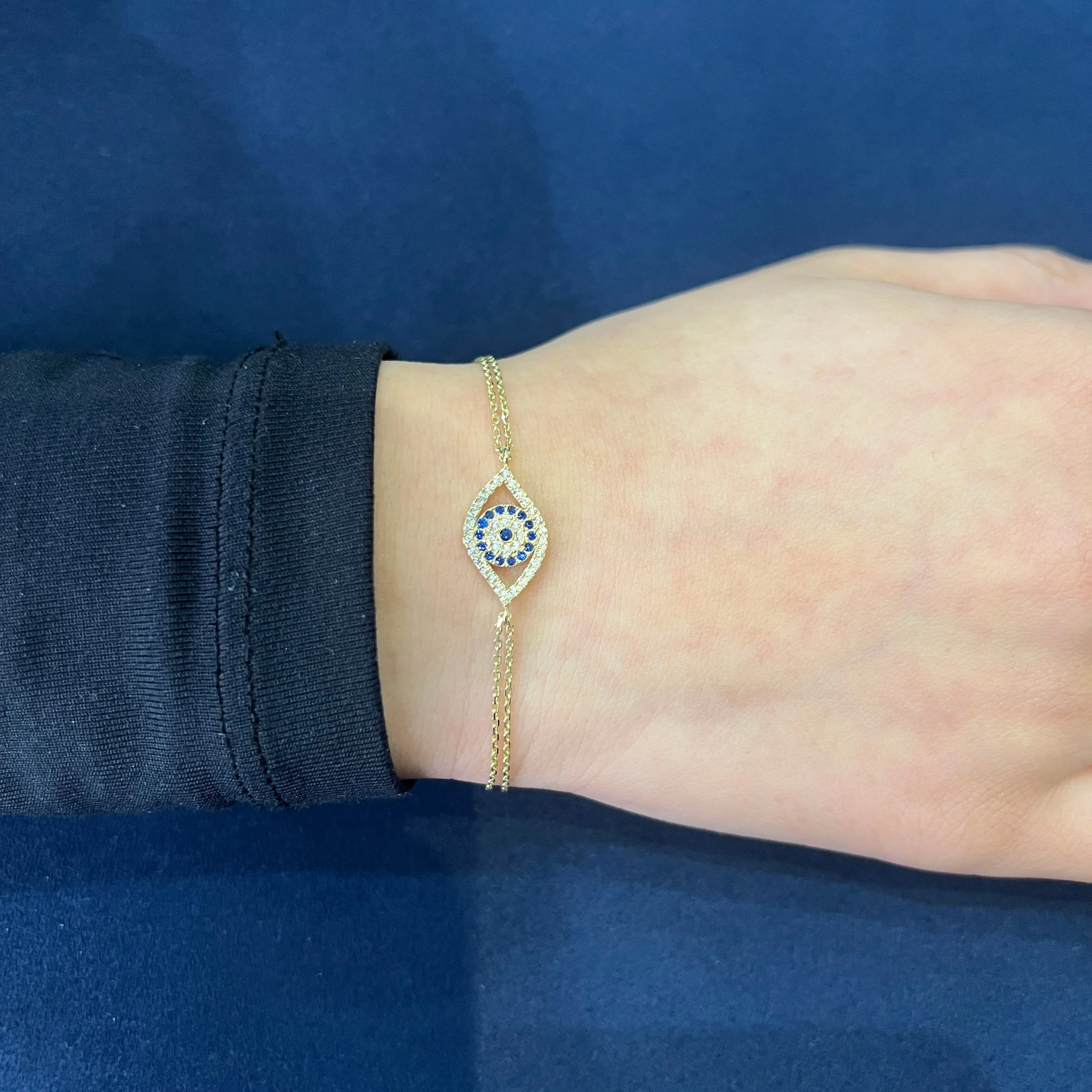 10K Yellow Gold Evil Eye Cubic Zirconia Bracelet