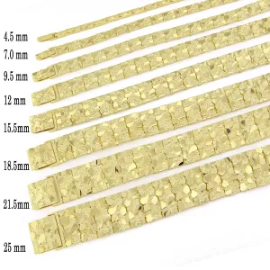 10k Yellow Gold Solid Nugget Bracelet Adjustable 8-8.5" 12mm 28.6 grams