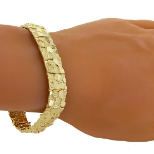10k Yellow Gold Solid Nugget Bracelet Adjustable 9"- 9.5" 12.3mm 34 grams
