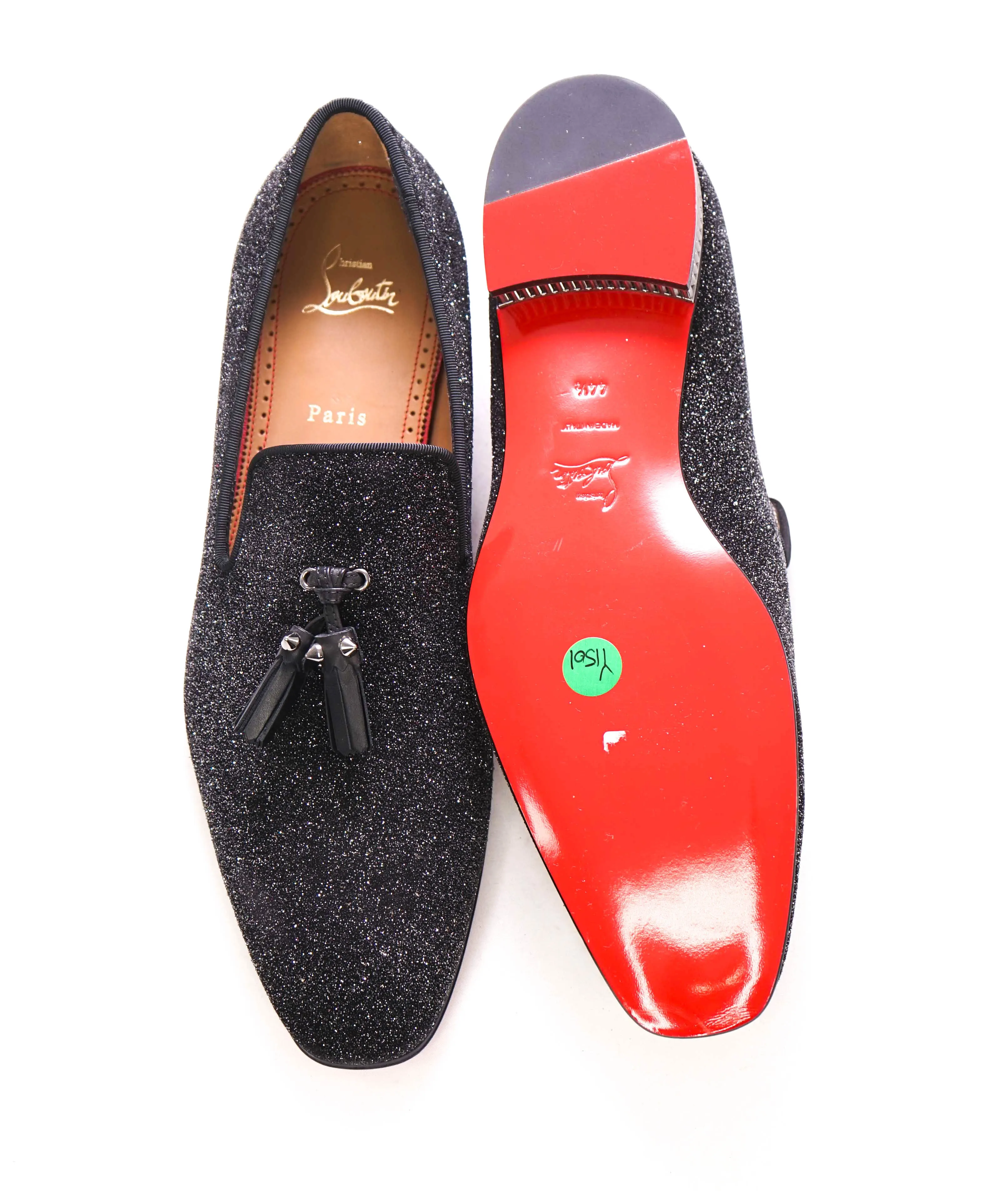 $1,250 CHRISTIAN LOUBOUTIN - * Colonnaki* Glitter Spiked Tassel Loafers - 11.5 US (44.5)
