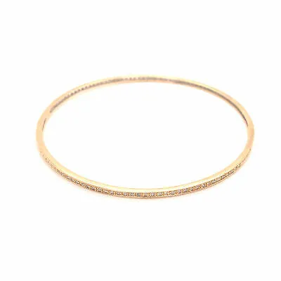 14K Diamond Channel Set Thin Bangle Yellow Gold