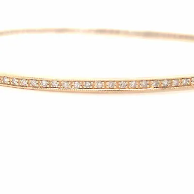 14K Diamond Channel Set Thin Bangle Yellow Gold