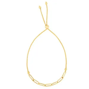 14K Gold Paperclip Adjustable Bolo Bracelet