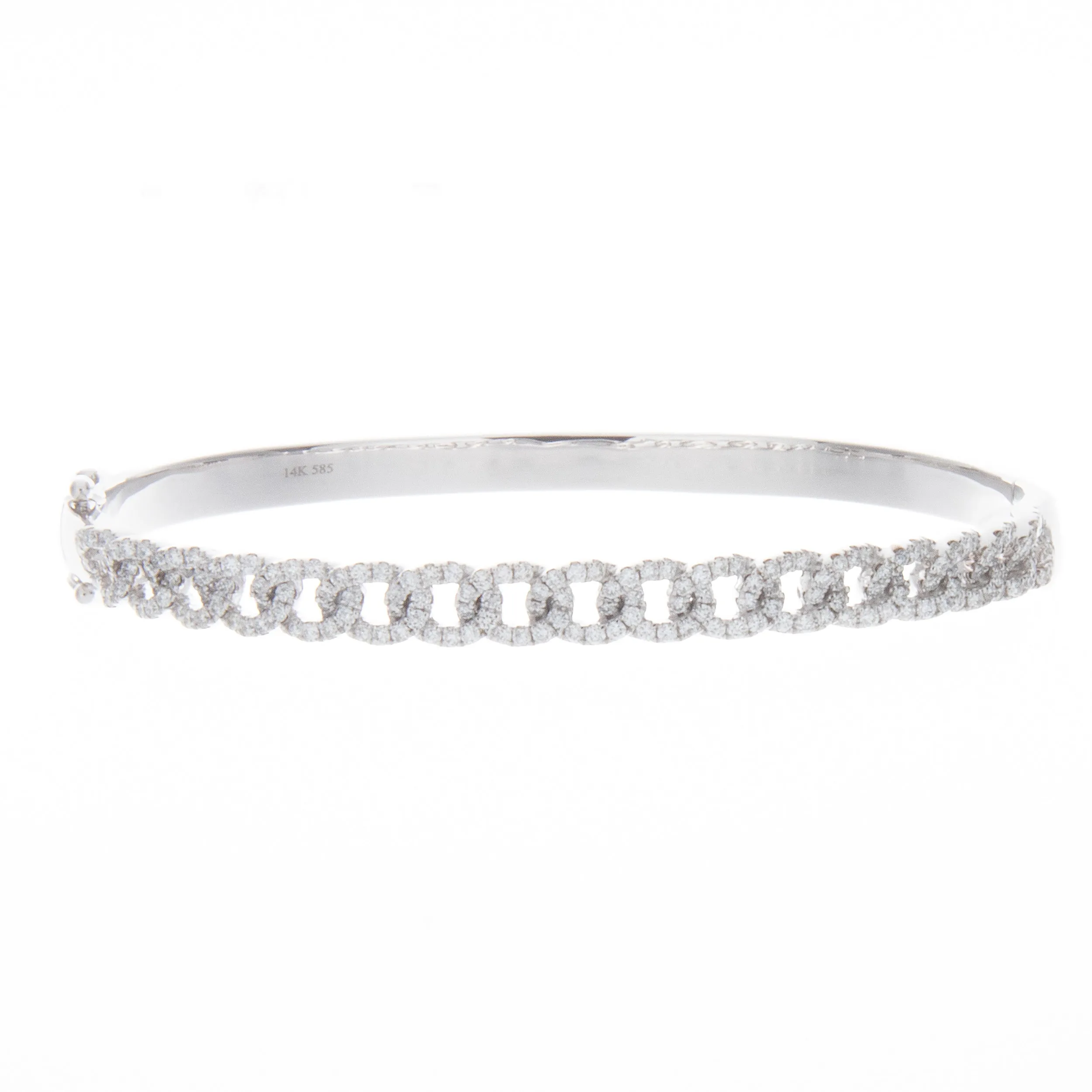 14k White Gold Diamond Link Bangle