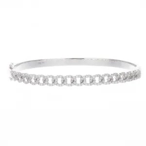 14k White Gold Diamond Link Bangle