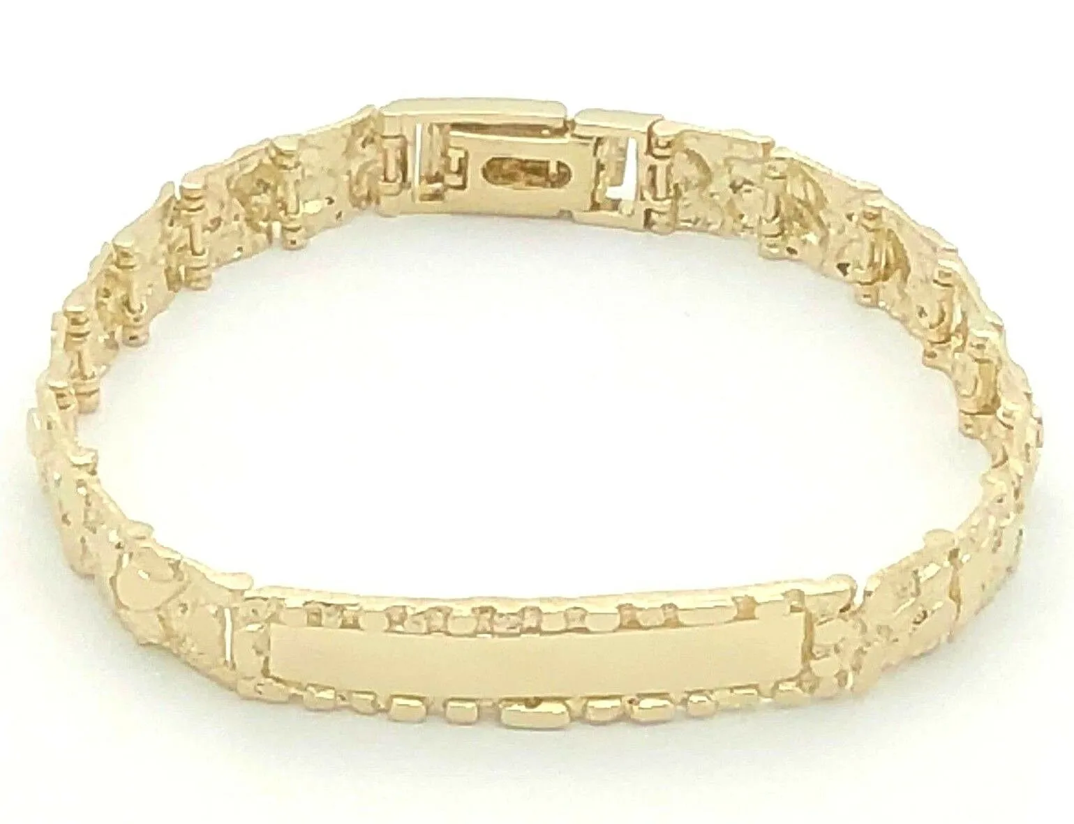 14k Yellow Gold Nugget ID Bracelet Adjustable 8"-8.5" 10mm - 26.7 grams