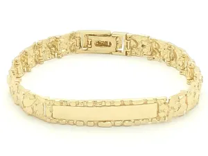 14k Yellow Gold Nugget ID Bracelet Adjustable 8"-8.5" 10mm - 26.7 grams