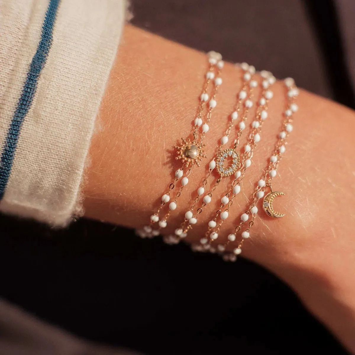 18K Gold & White Resin Medium "Classic" Bracelet