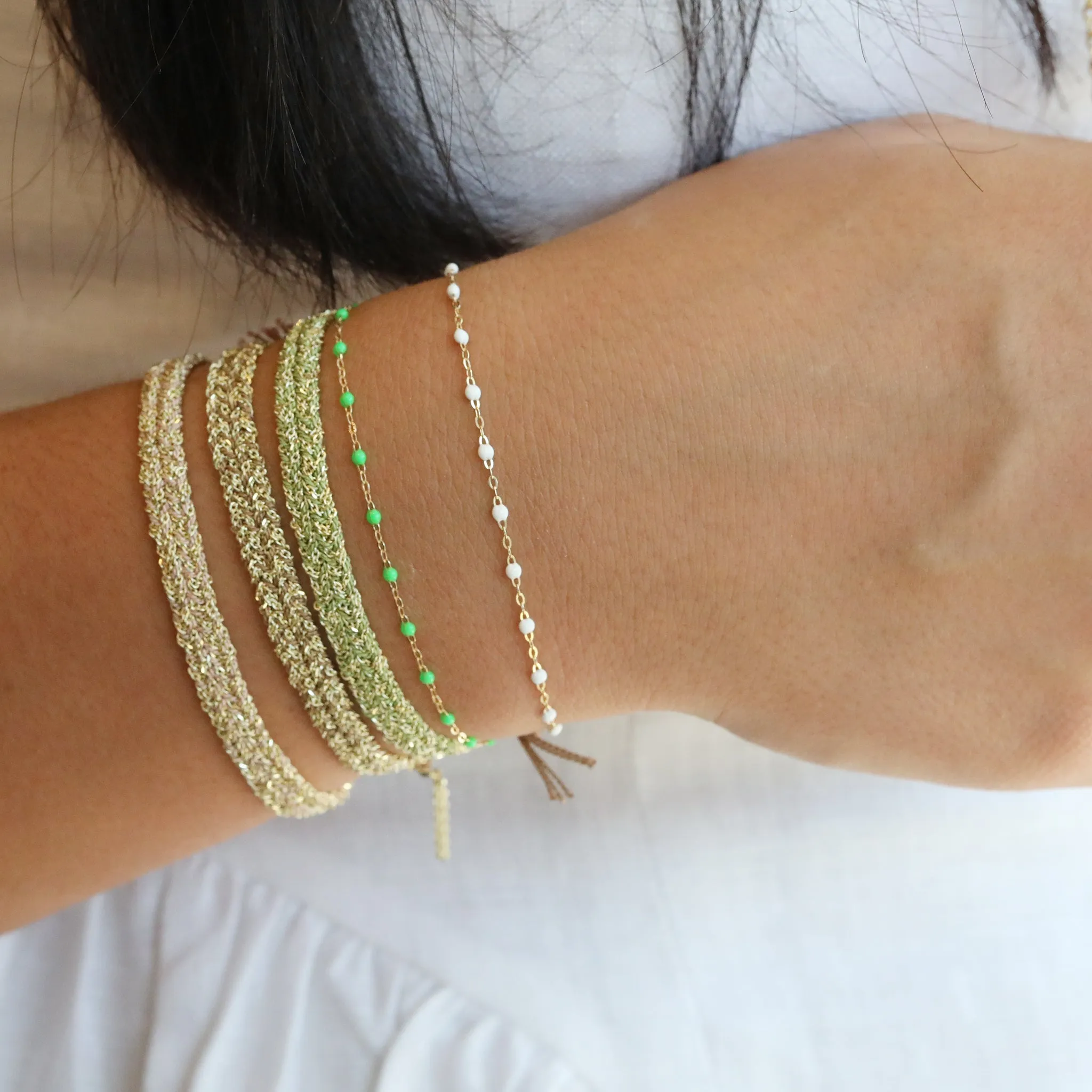 18K Gold & White Resin Medium "Classic" Bracelet