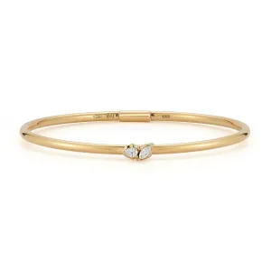 18K Gold "Posey" Two Stone Plie Bangle
