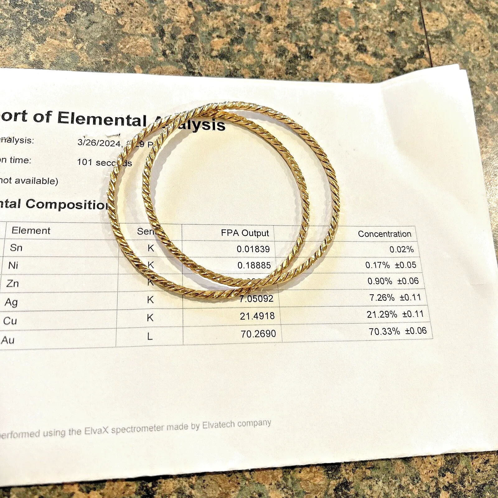 18k Gold Solid Bangle Bracelets Pair Lg - 33.6 Grams
