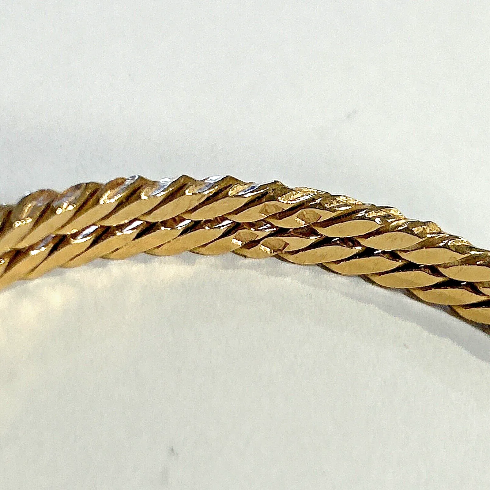 18k Gold Solid Bangle Bracelets Pair Lg - 33.6 Grams