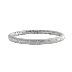 18k White Gold Diamond Flower Bangle