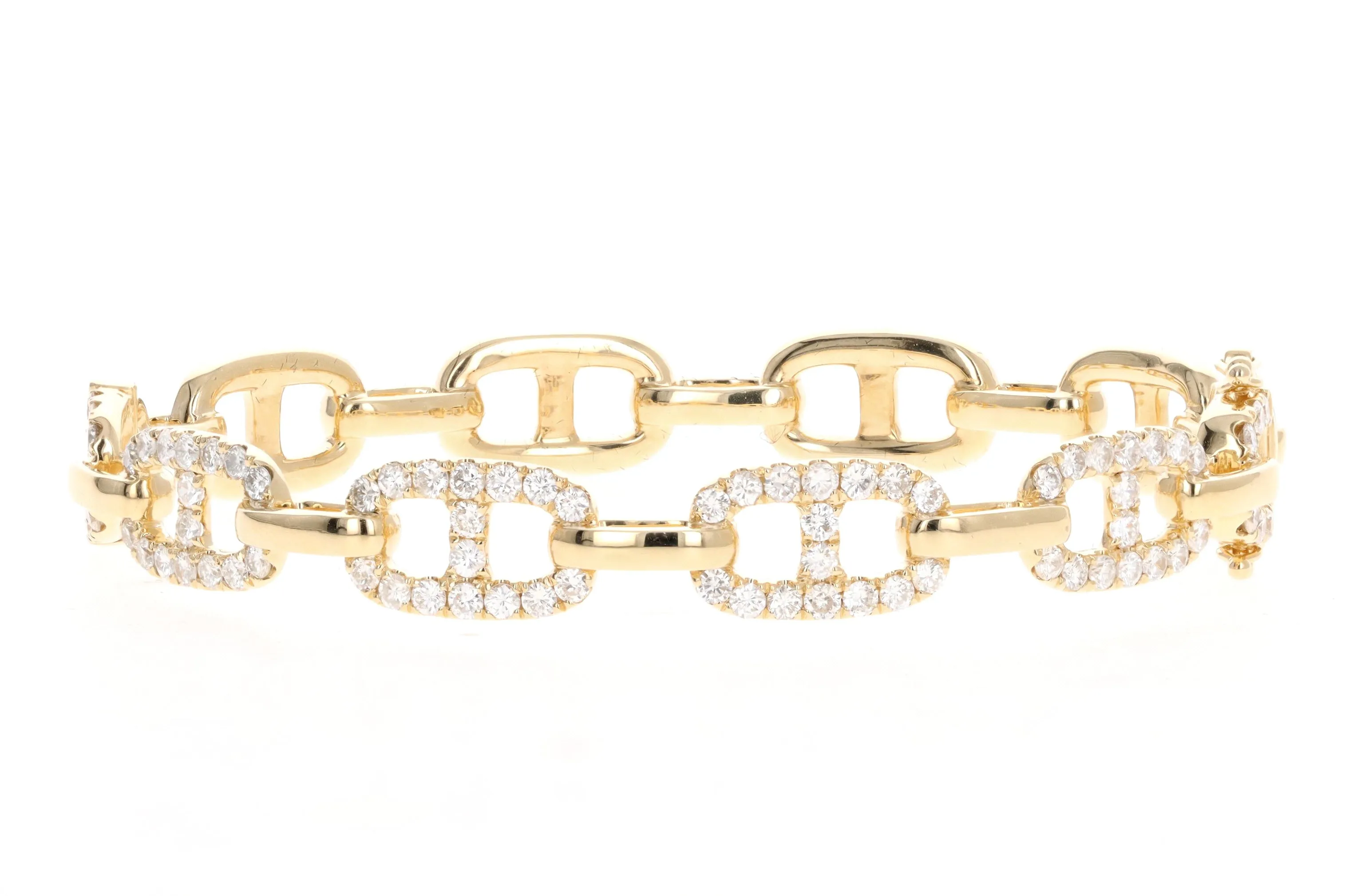 18K Yellow Gold 2.0 Carat Total Weight Diamond Mariner Link Bangle