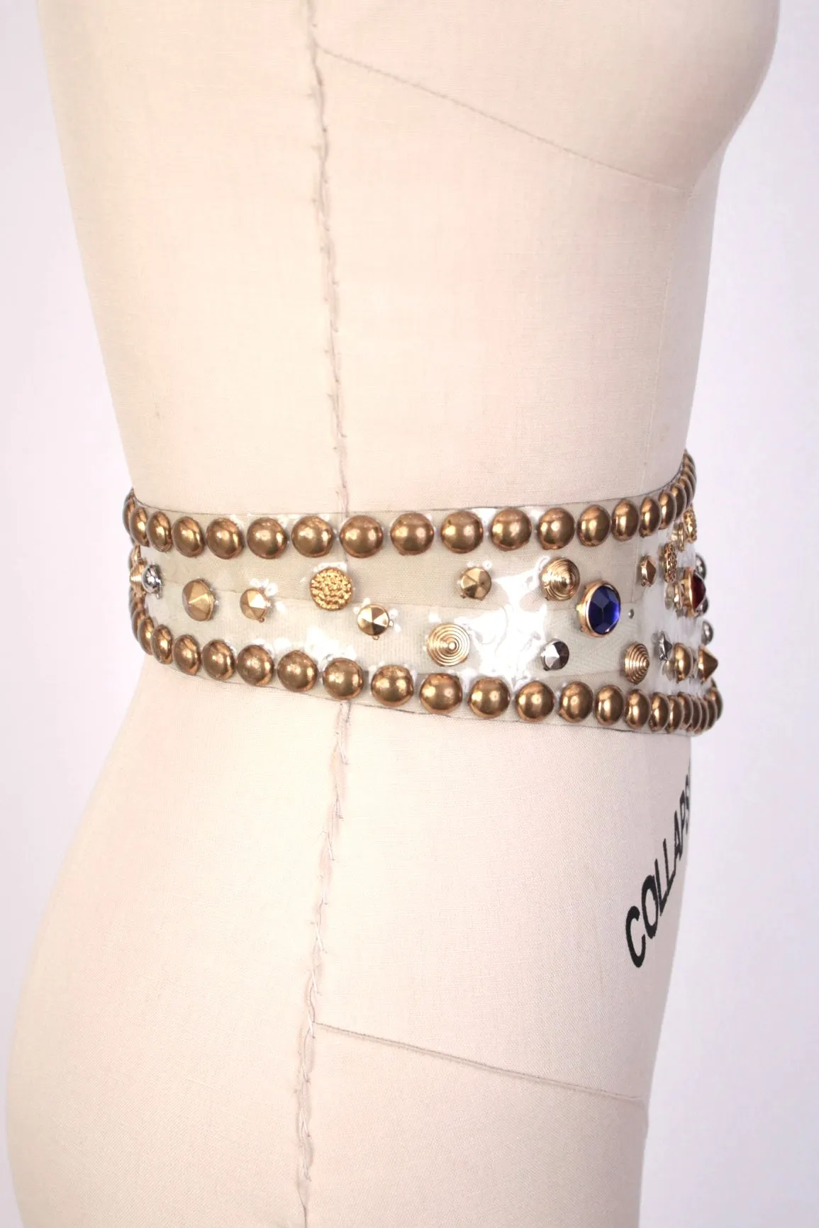 1990s Vinyl Brass Studded Belt