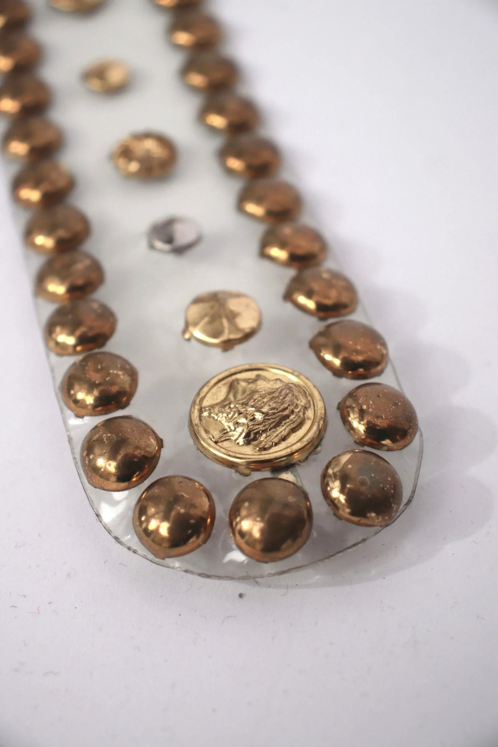 1990s Vinyl Brass Studded Belt
