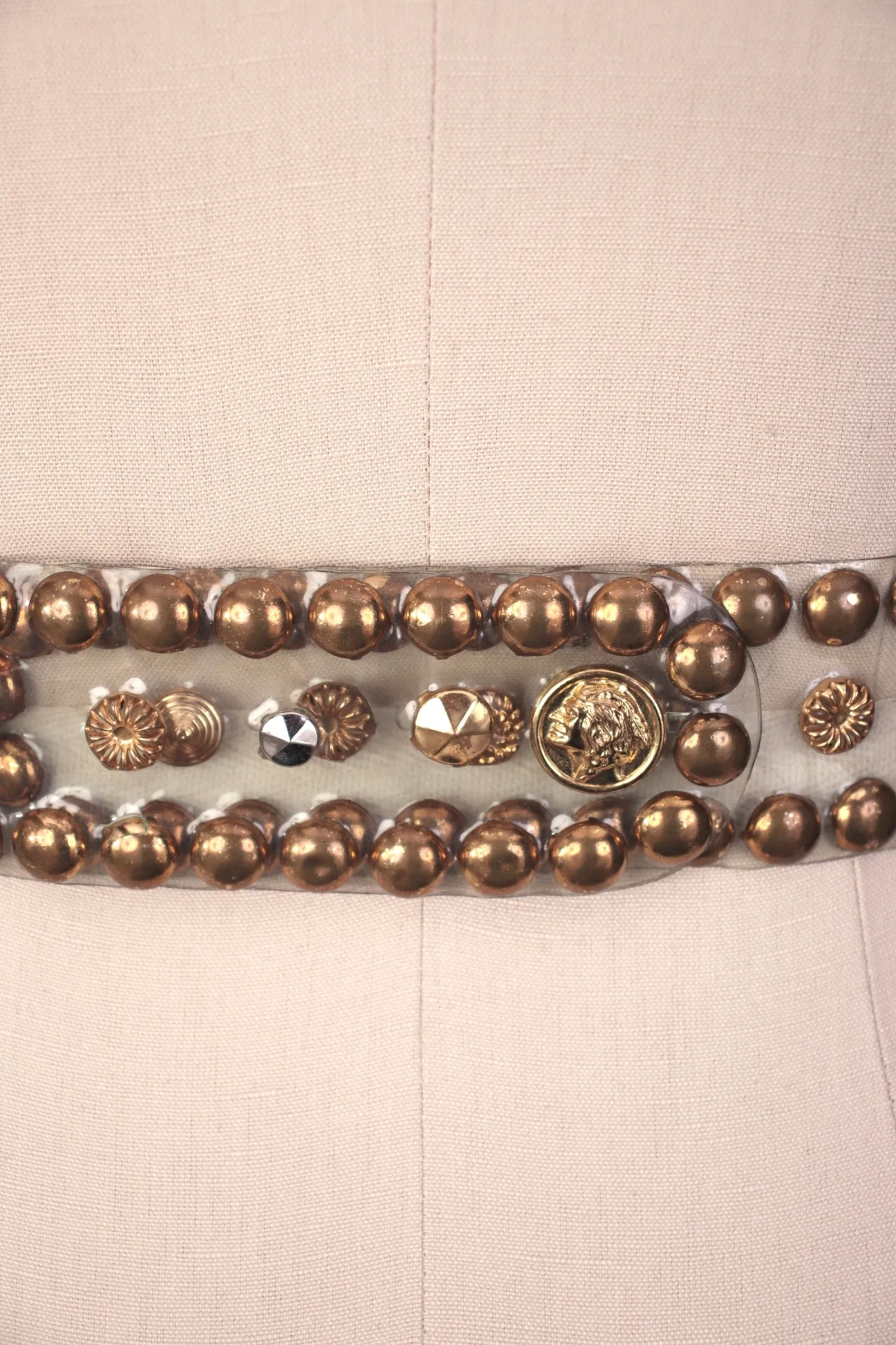 1990s Vinyl Brass Studded Belt