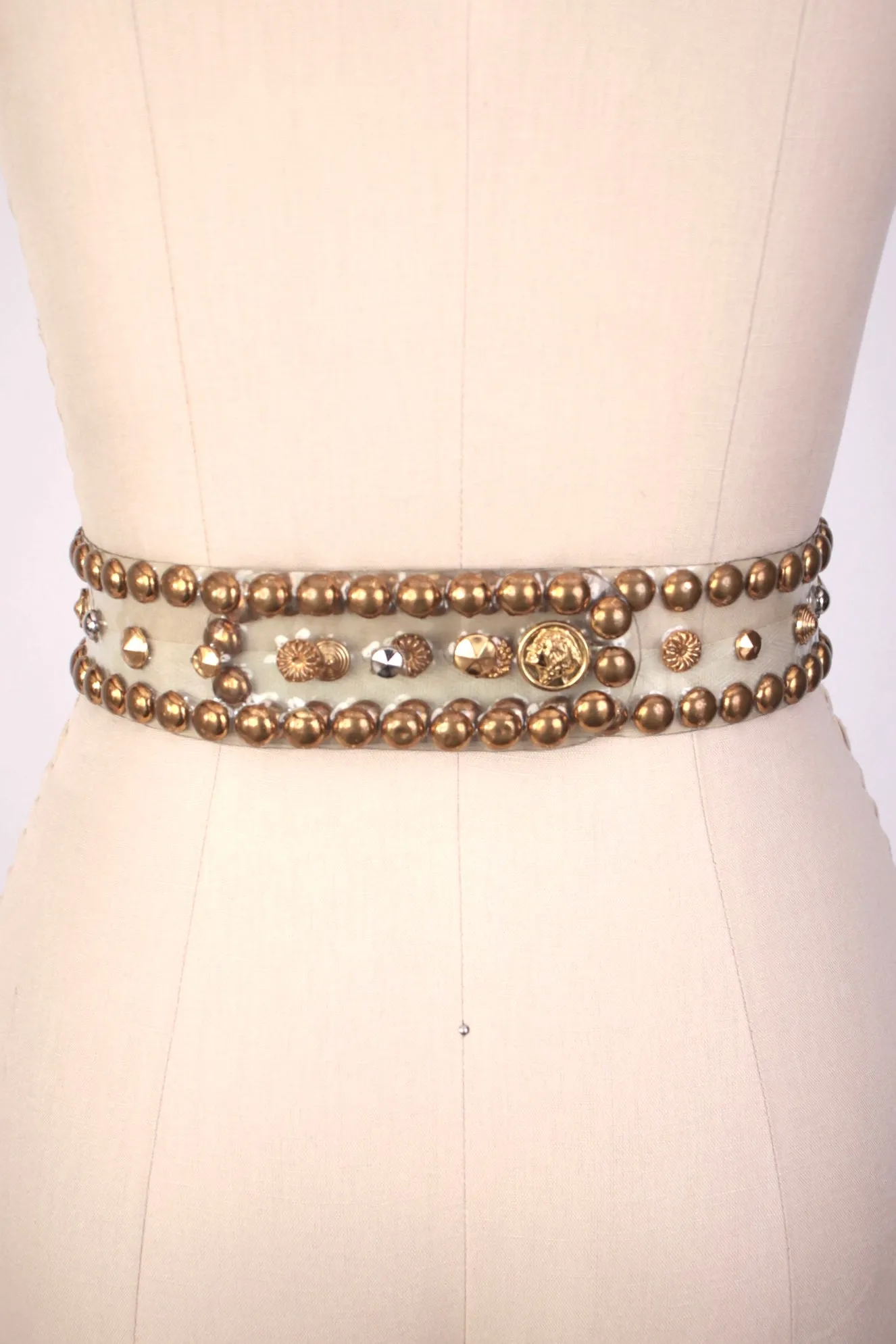 1990s Vinyl Brass Studded Belt