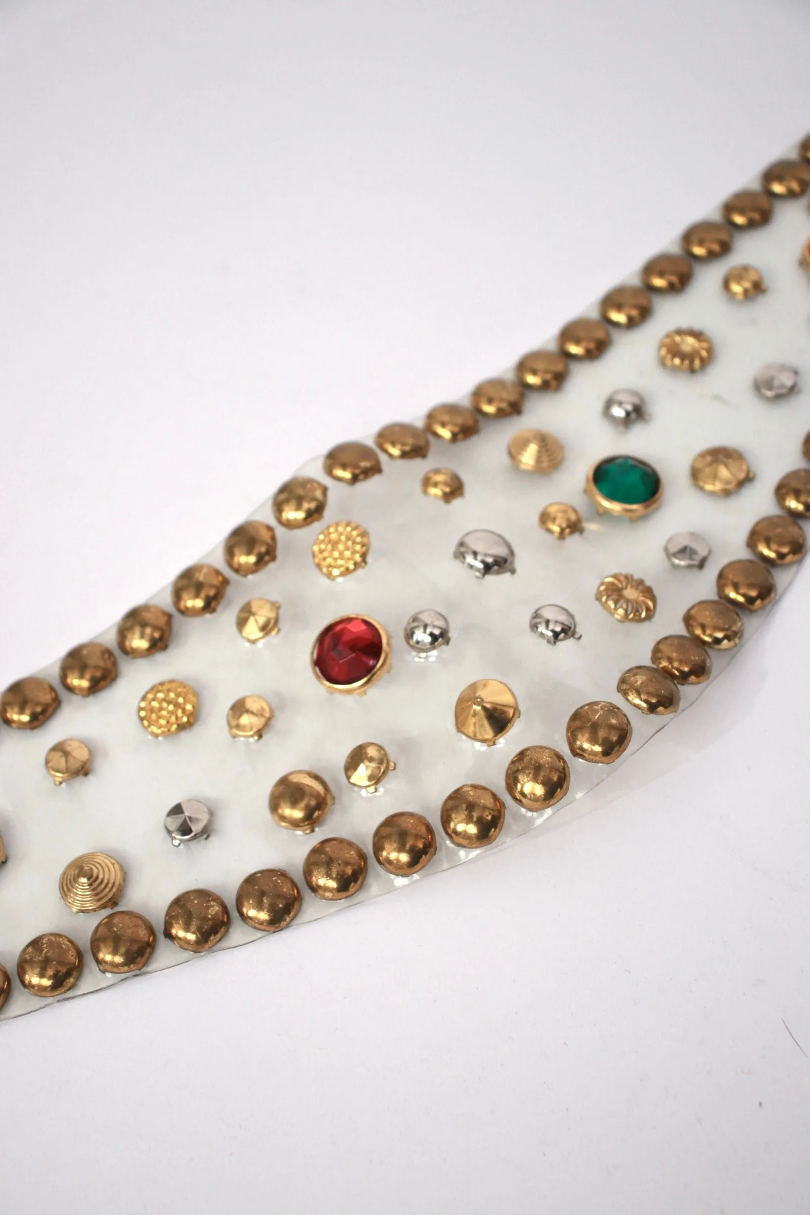 1990s Vinyl Brass Studded Belt