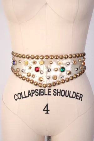 1990s Vinyl Brass Studded Belt