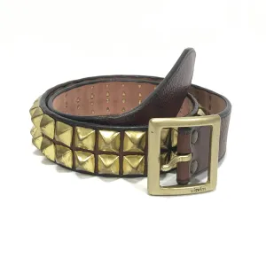 [32] Visvim Leather Studded Belt Brown