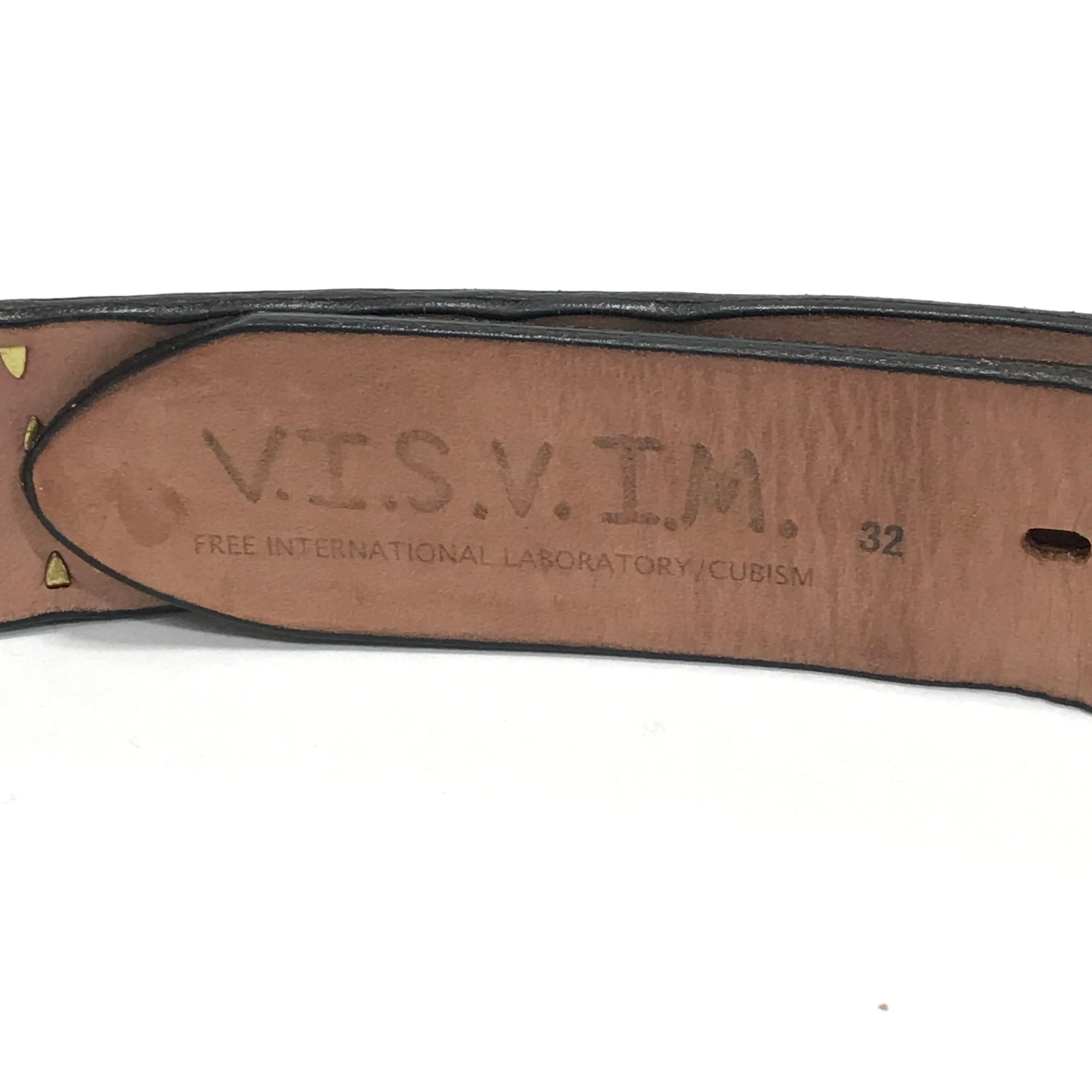 [32] Visvim Leather Studded Belt Brown