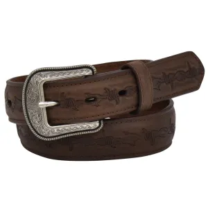 3D Belt Company Toddler Boys' Belt 1 1/4" Crazy Correct Barb Wire - Brown