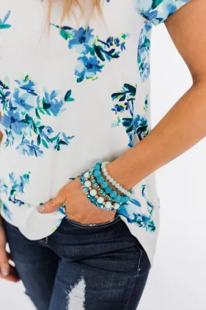 5 Layer Stackable Bracelet Set- Shades of Blue