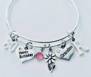 80th Birthday Gift for Grandma Expandable Charm Bracelets Adjustable Bangle One Size Fits All Gift