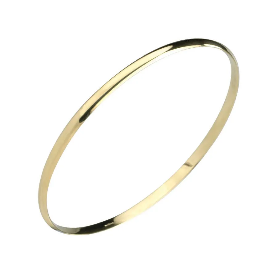 9ct Gold 3mm Solid Bangle Bracelet