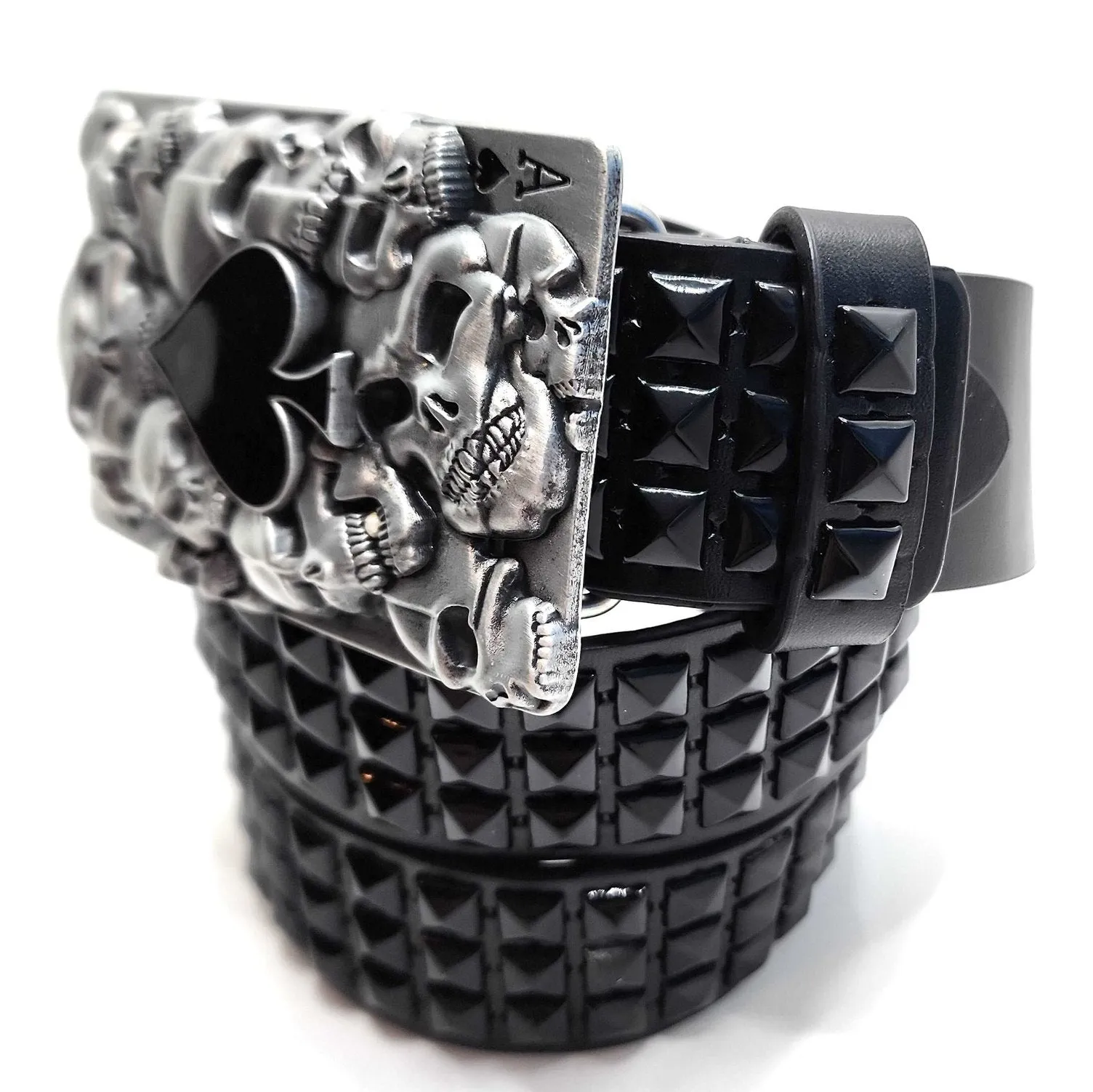 Ace of Skulls Pyramid Studded Leather Belt