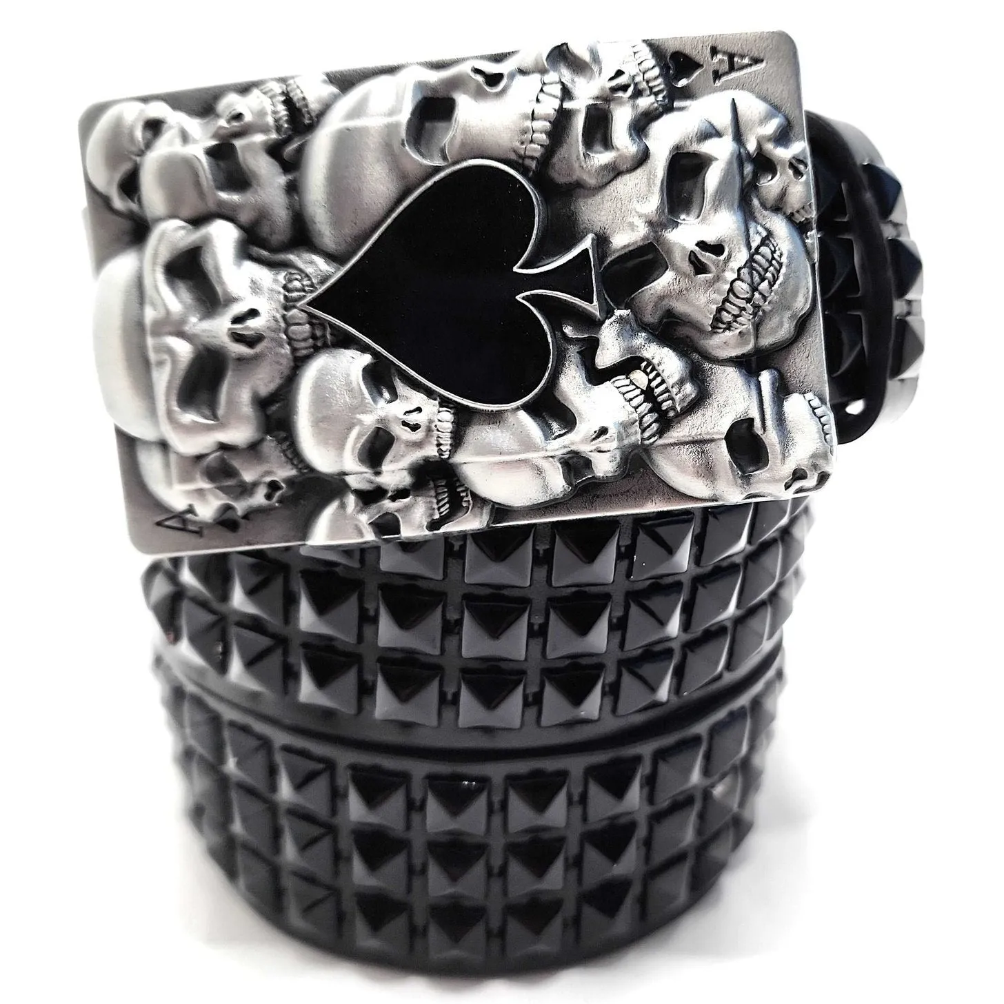Ace of Skulls Pyramid Studded Leather Belt