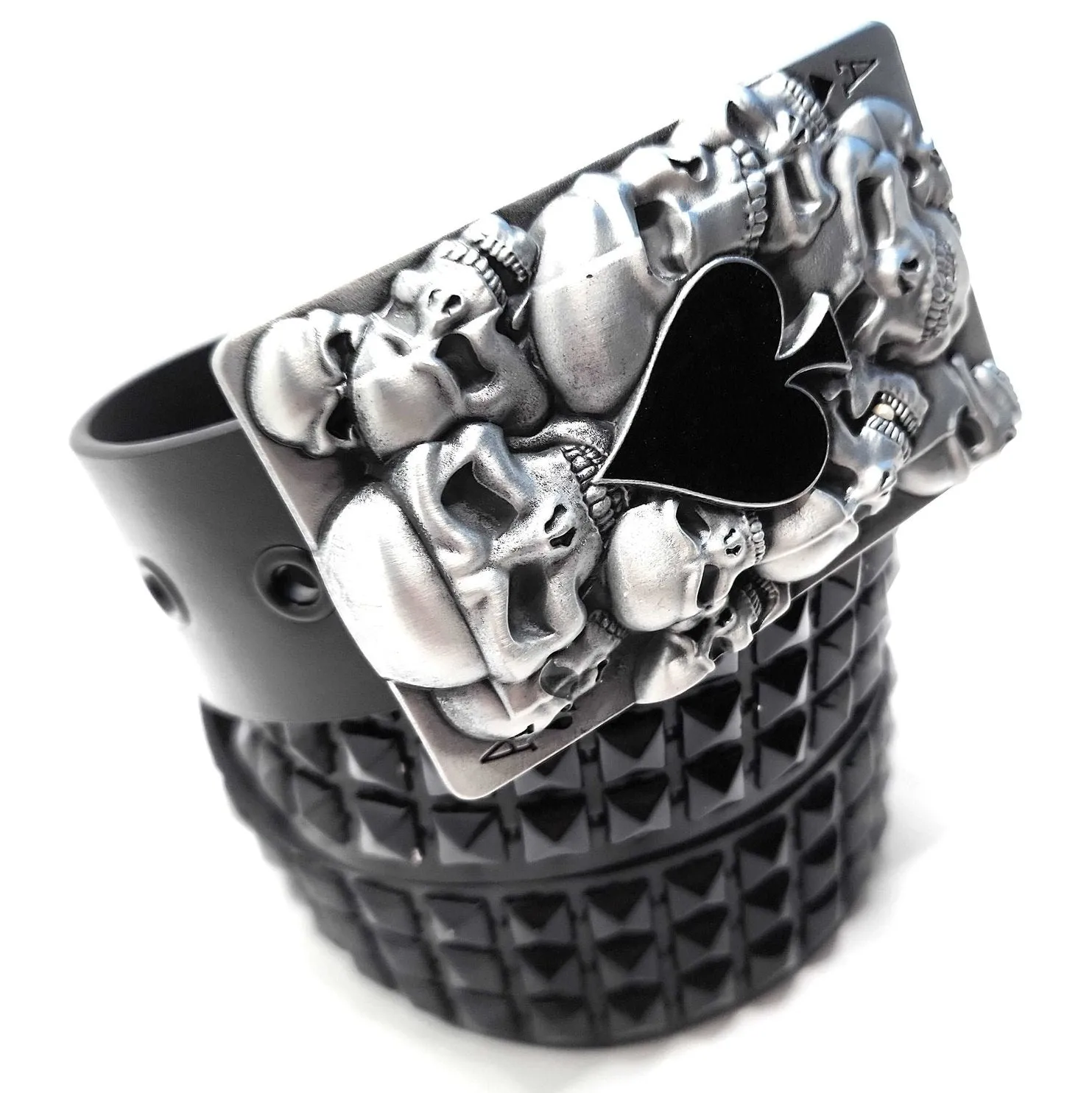 Ace of Skulls Pyramid Studded Leather Belt