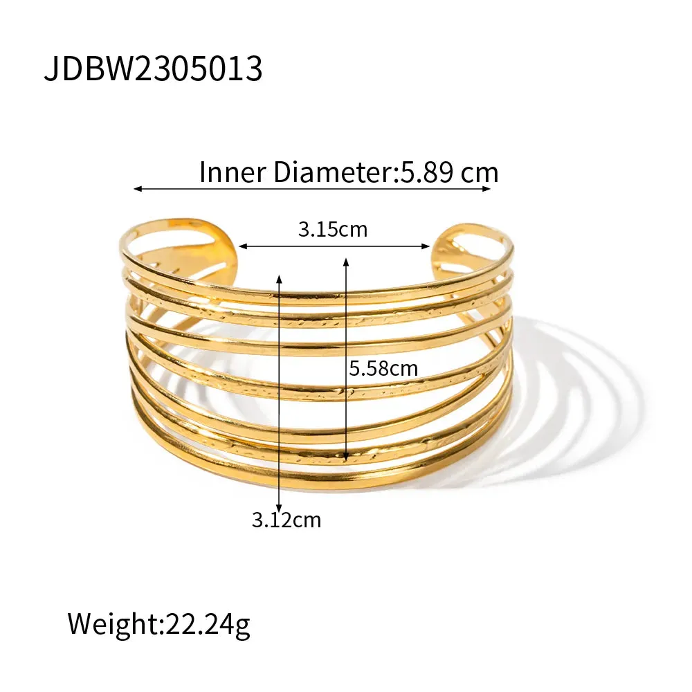 Adjustable Gold-Plated Cuff Bracelets for Women