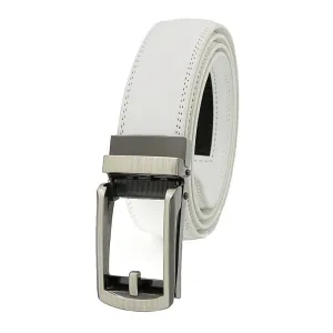 Adjustable Ratchet Slide Buckle Genuine Leather Belt for Men One Size Fits All