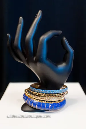 ADO |  Royal Blue & Gold Bangle Set Bracelet