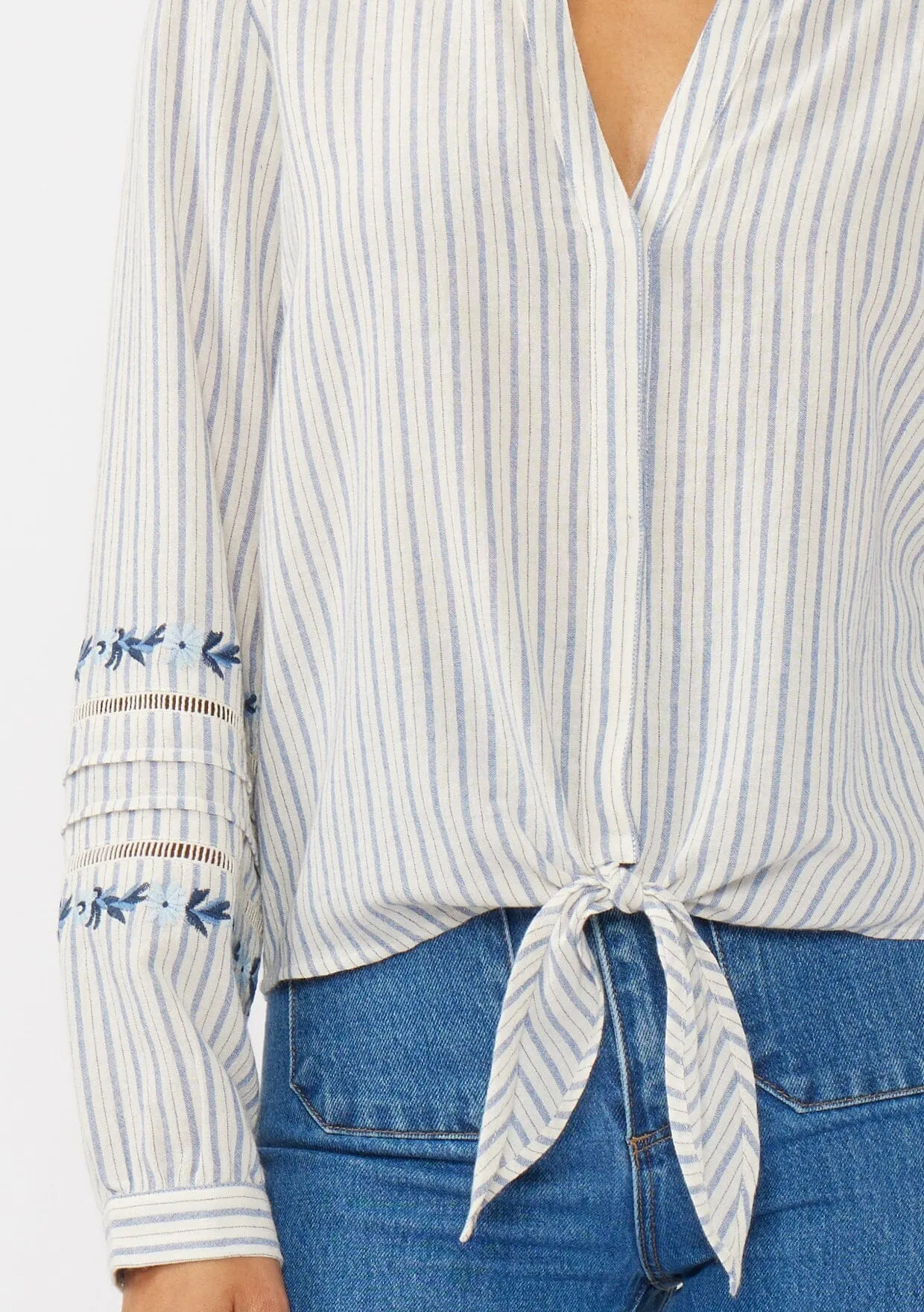 Albany Striped Tie Front Blouse