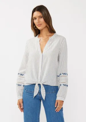 Albany Striped Tie Front Blouse