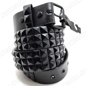 All Black Large Pyramid Studded Belt Buckle-Friendly