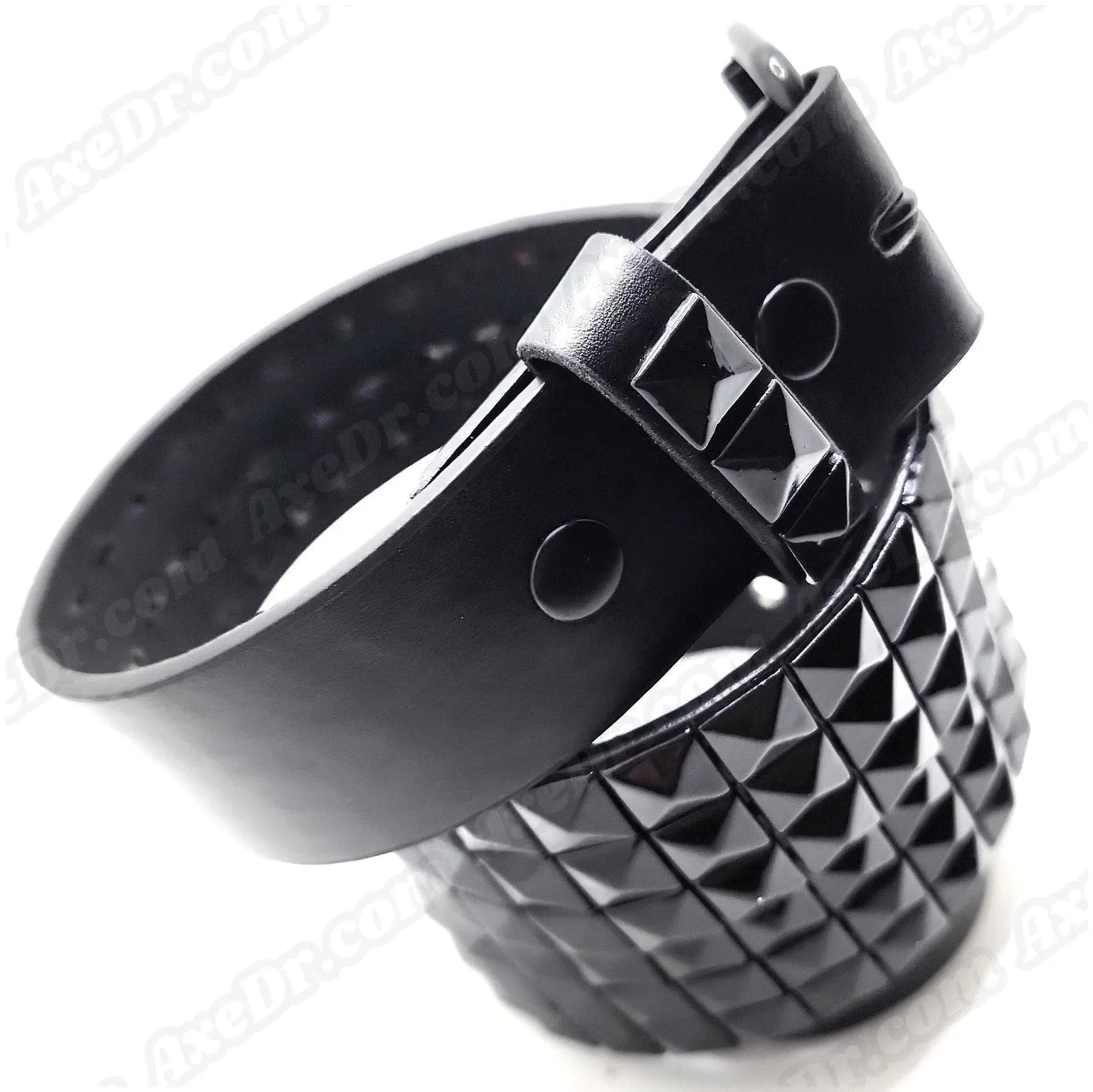 All Black Large Pyramid Studded Belt Buckle-Friendly