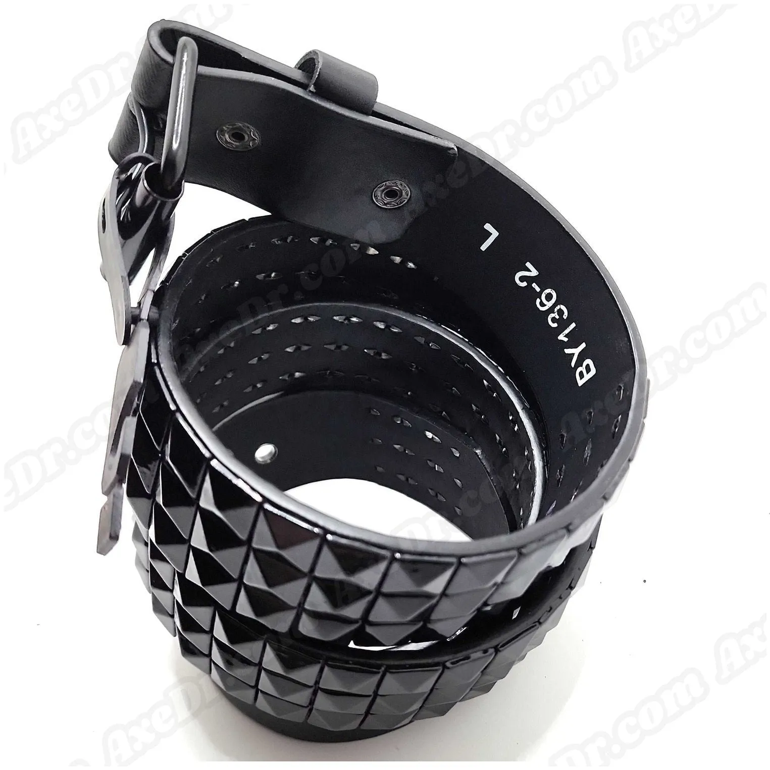 All Black Large Pyramid Studded Belt Buckle-Friendly