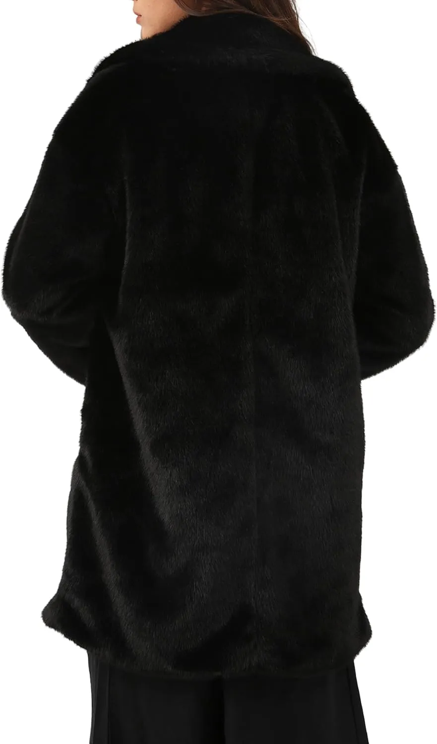 Amazhiyu Womens Faux Fur Longline Duster Coat