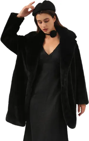 Amazhiyu Womens Faux Fur Longline Duster Coat