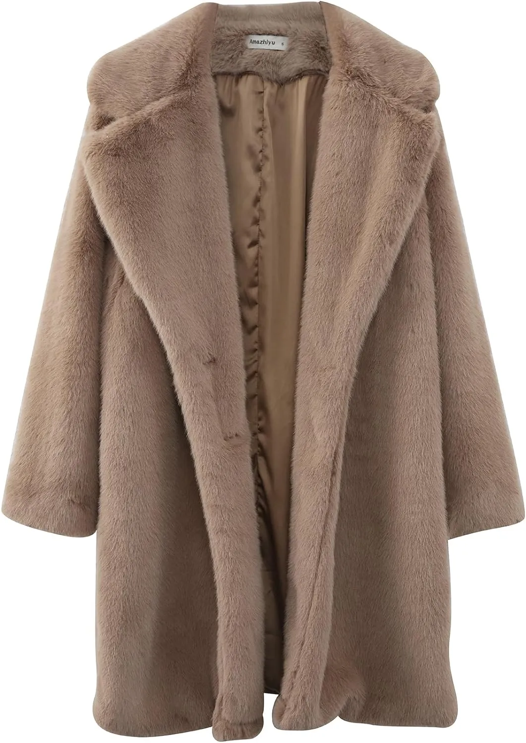 Amazhiyu Womens Faux Fur Longline Duster Coat