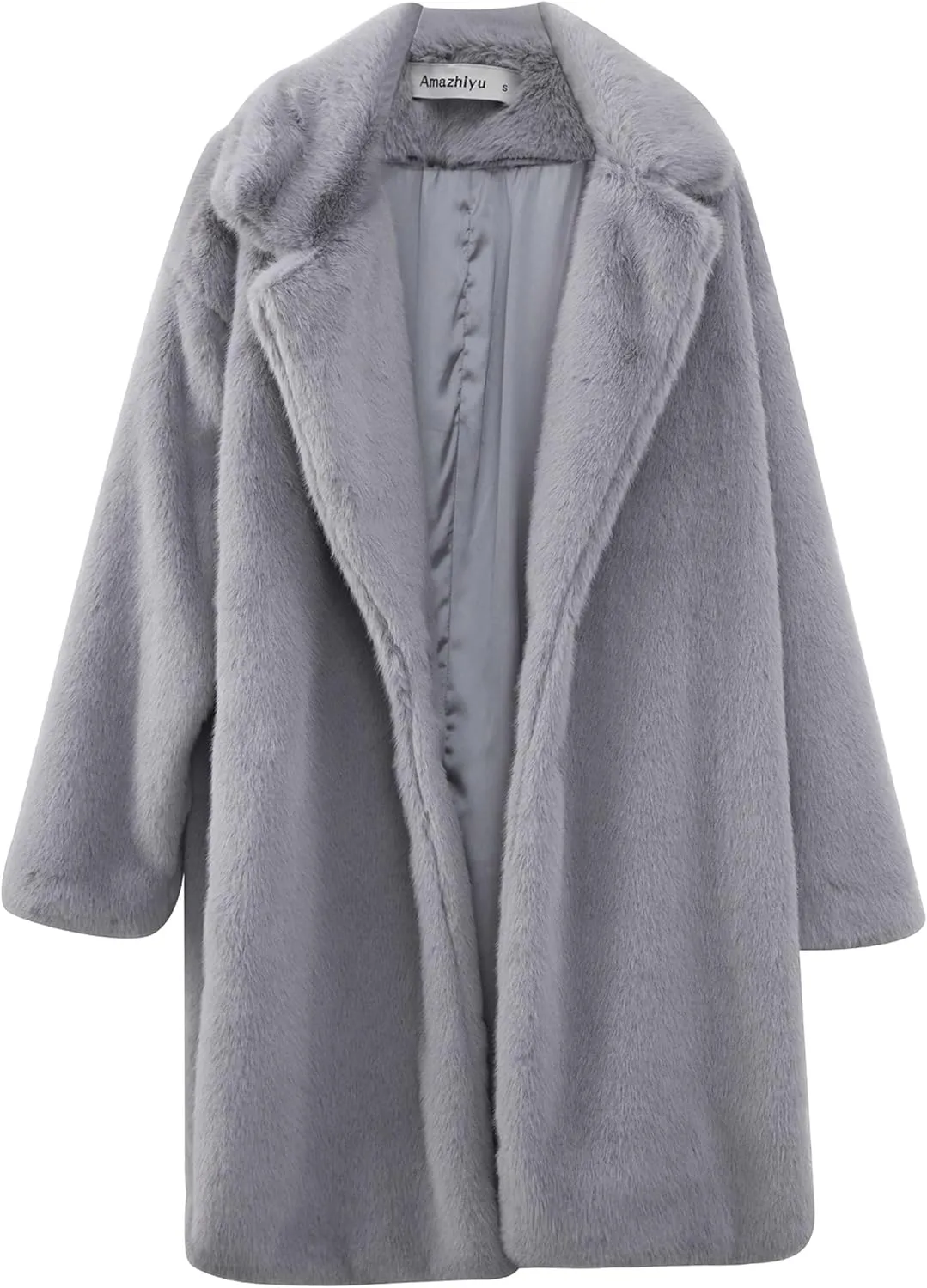 Amazhiyu Womens Faux Fur Longline Duster Coat