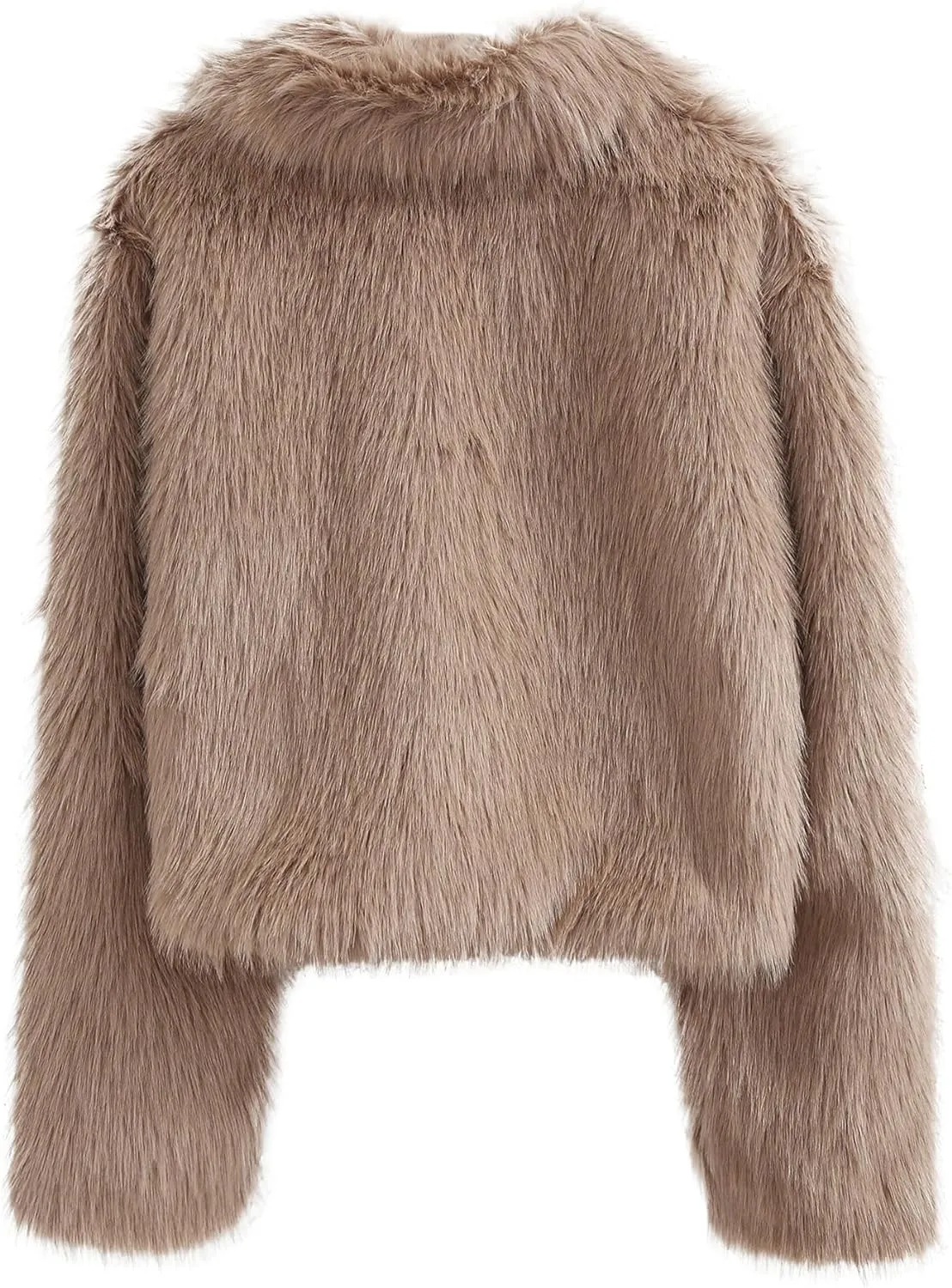 Amazhiyu Womens Faux Fur Zip-Up Cropped Jacket