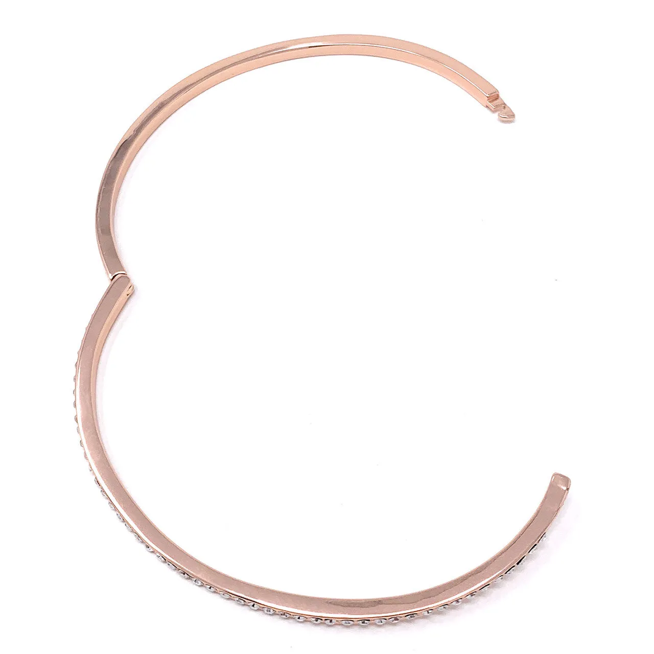 Amelia Pave Bangle Bracelet with White Clear Round Crystals from Swarovski Rose Gold Plated