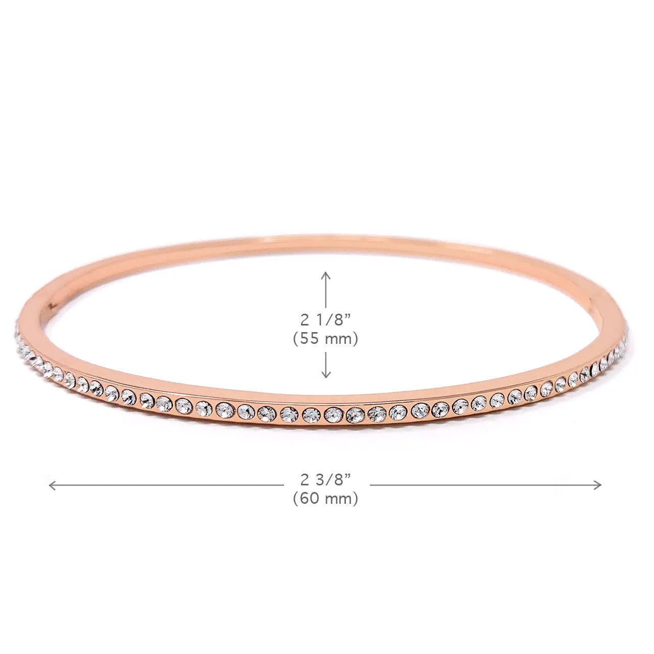 Amelia Pave Bangle Bracelet with White Clear Round Crystals from Swarovski Rose Gold Plated